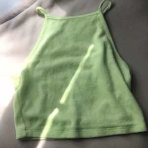 Soft neon green halter tank top